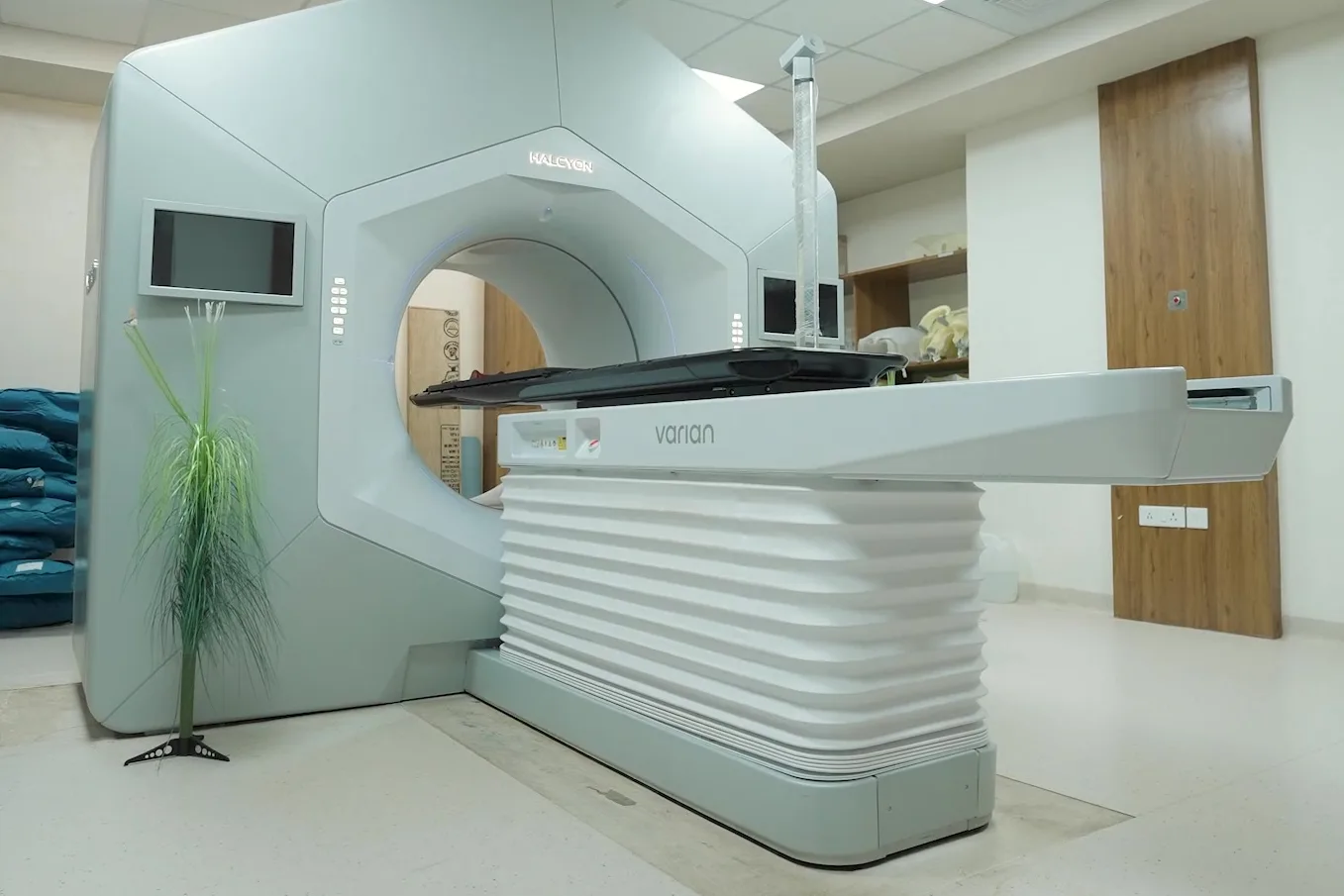 The CT simulator room at Junagadh, where a radiotherapy plan is mapped out.